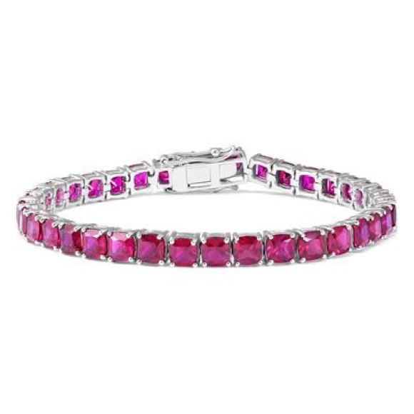 Ruby round tennis braslet with white 18crt gold - Picture 1 of 1